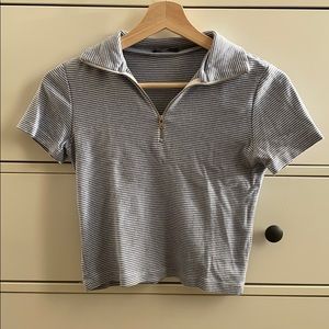 Brandy Melville half zip short sleeve top